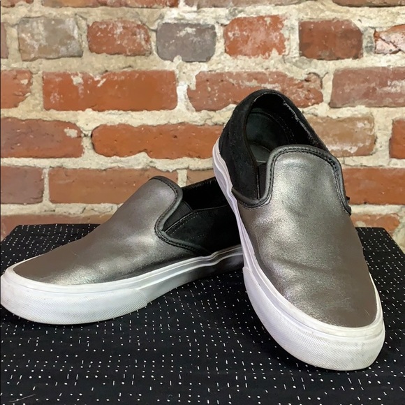 Vans Shoes - Silver Metallic Vans Slip On Sneakers